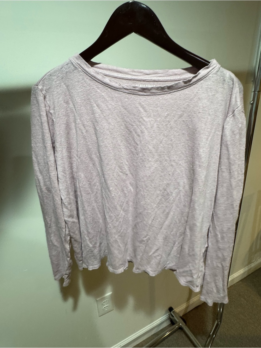 Eileen Fisher Light Pink Long-Sleeve 100% Linen Top